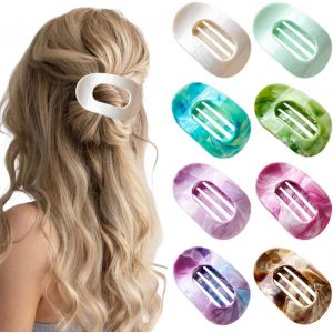 8 Pi&egrave;ces Plates Pince Cheveux Femme D&eacute;grad&eacute; De Couleur Marbre Antid&eacute;rapantes Hair Clips Pour Tous Les Jours Sport Conduite(Multicolore A) - Neuf