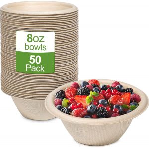 Loranka-Lot De 50 Bols En Papier Jetables, 230 Ml, En Canne &Agrave; Sucre, Jetables, Pour Soupe Jetable, Ronds, Bruns, Compostables - Neuf