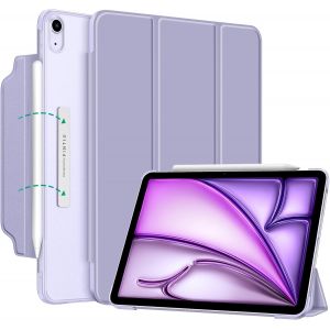 ELVORIX-Coque pour iPad Air 11 Pouces M4/M3/M2 (2026/2025/2024) et iPad Air 5/4 10.9&iquest; (2022/2020) - [Fermeture Rabat Magn&eacute;tique] Etui Translucide Givr&eacute; Housse Fine L&eacute;g&egrave;re, Lilas - Neuf