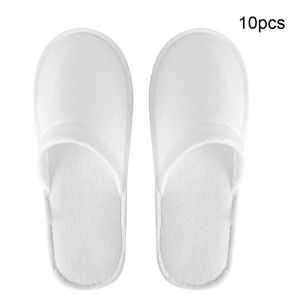 Hjlian Lot De 10 Paires De Chaussons Jetables Pour Hotel Et Spa, Chaussons Blancs Portables Pour Invites, Pour Les Voyages - Neuf