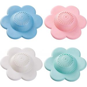 Lot de 4 bouchons de douche en silicone avec ventouses pour attrape-cheveux, pour baignoire et douche - Neuf