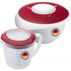 Bol M&eacute;langeur (2,5 L) Et Pichet M&eacute;langeur Helina (1,4 L)-Bol M&eacute;langeur Avec Bord Anti-&Eacute;claboussures Et Anneau En Caoutchouc-Pichet Avec Bec Verseur Et &Eacute;chelle De Mesure - Neuf