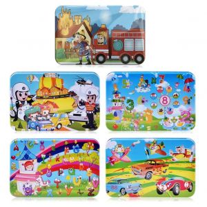 60pcs En Bois Police Chiffres Camion Pompier Bricolage Puzzle Enfants &Eacute;ducatif Toy_5# - Neuf