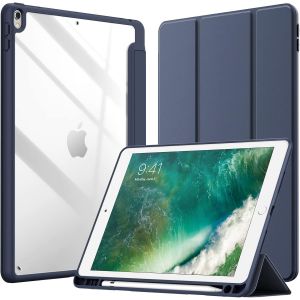 Coque pour iPad Air 3 (10,5 Pouces 2019, 3&egrave;me G&eacute;n&eacute;ration) et iPad Pro 10,5 avec Porte-Stylet, &Eacute;tui Housse Arri&egrave;re Transparent Fin Support Antichoc Tablette (Marine) - Neuf