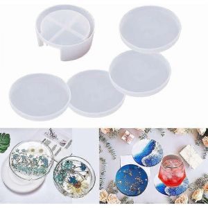 5 Moules De Sous-Verres En R&eacute;sine,Moules En Silicone Transparent R&eacute;utilisables Pour La Fabrication De Sous-Verres Et De Sous-Verres - Neuf