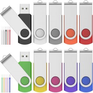 BNHGO-1 Go Cle USB Lot de 10 Disque Flash USB - Clef USB 1Go 10 Pièce Rotatif Disque Flash USB Pendrives - Multicolore Clé USB 2.0 Mémoire Stick avec Cordes by - Neuf
