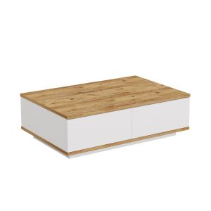 Table basse en bois "FR14" - 90 x 60 x 28 cm - Pin atlantique Blanc - Neuf