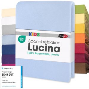 Lucina B&eacute;b&eacute; Enfants Drap-Housse Berceau Lite Enfant Coton 2er-Set 60x120-70x140 Cm Bleu D'eau - Neuf