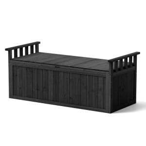Banc De Rangement 2 Places 128 X 58 X 53 Cm Associant Confort Et Coffre De Stockage Style Moderne En Bois Noir Helloshop26 20_0010572 - Neuf