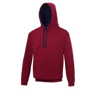 Sweat &Agrave; Capuche Contrast&eacute;e Unisexe - Jh003 - Rouge Bordeau Et Bleu Marine - Neuf