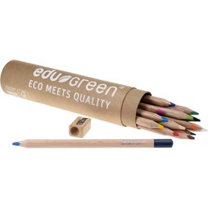 Kalanka-Edugreen® Set De 16-1 Boîte En Carton Avec 13 Crayons De Couleur, 1 Crayon Graphite Avec Une Mine De Qualité De 5 Mm, 1 Taille-Crayon, Bois Issu De Cultures Certifiées, Emballage Biodégradabl - Neuf
