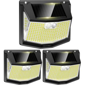 Lampe Solaire Ext&eacute;rieur, 248 Leds, Projecteur Solaire Avec &Eacute;clairage &Agrave; 300&deg;, Lampe Murale &Eacute;tanche Ip66, 3 Modes, Avec D&eacute;tecteur De Mouvement, Pour Jardin All&eacute;e Garage-3pcs - Neuf