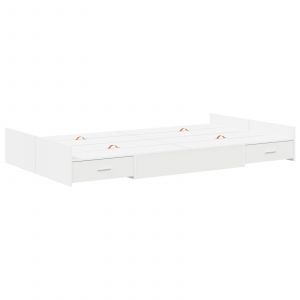 Vidaxl Cadre De Lit Avec Rangement Avec Tiroir Blanc 120 X 200 Cm Bois - Neuf