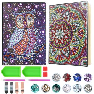 Getyjoe 2 Pièces Carnet De Notes Diamond Painting Avec 2 Signets Mandala Diamant Peinture 50 Pages Vierges 5d Hibou Carnet Kit De Journal De Bricolage Pour Journal L'école Bureau Cadeaux De Noël - Neuf