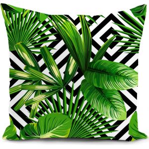 TIANYI-Housse Coussin Exterieur 40x40cm Feuilles Vertes Vert Tropical Salon de Jardin Exterieur Deco pour canap&eacute; Deco scandinave Decoration - Neuf