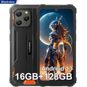Téléphone Portable Incassable Blackview BV5300 Plus Android 13 6,1" 16Go+128Go 6580mAh 13MP IP68 Étanché Dual SIM Face ID - Orange - Neuf