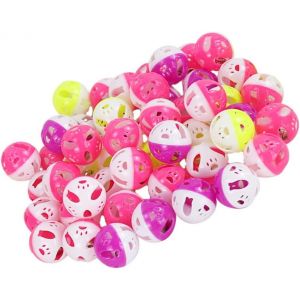 KAL-60Pièces Balles Plastique Avec Clochette Pour Chats Jouets Interactifs Pour Chatons Stimule Les Instincts De Chasse Pour Jouer Et Entraîner - Neuf