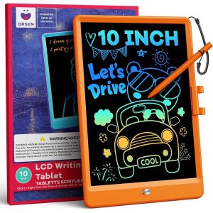 ERYI-Tablette D'Écriture Lcd 10 Pouces, Ardoise Magique Effaçable Pour Enfants, Tableau Créatif Et Jouet Éducatif, Idée Cadeau D'Anniversaire Pour Garçons Et Filles De 3 4 5 6 7 8 Ans (Orange) - Neuf
