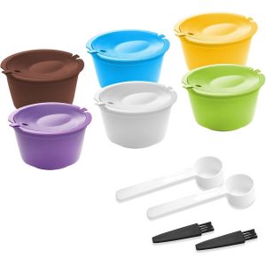 6 Pièces Dosettes de Café s,Capsule Café pour Dolce Gusto Capsules Café pour Dolce Gusto Rechargeables Écologique(2*Brosse Nettoyage+2*Cuillère Mesurer + PDF) - Neuf