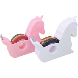 2pcs Distributeur De Ruban Porte-Ruban De Dessin Anim&eacute; Forme De Licorne Arc-En-Ciel Coupe-Ruban Distributeur De Ruban Washi Distributeur De Papier Washi De Bureau Pour Bureau &Eacute;cole &Agrave; Domicile,C - Neuf