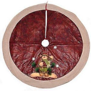 Jupe de sapin de No&euml;l de luxe avec bonhomme de neige 3D, faite main. Largeur : 122 cm. Id&eacute;ale pour les sapins de 1,50 m &agrave; 2,40 m. D&eacute;corations de No&euml;l pour la maison. - Neuf