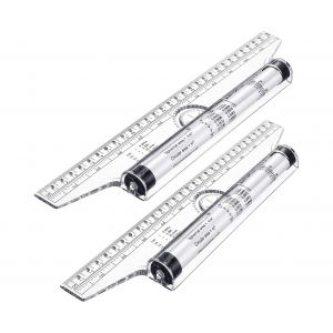 Lot de 2 r&egrave;gles &agrave; rouleau en plastique pour le dessin et les angles - Neuf