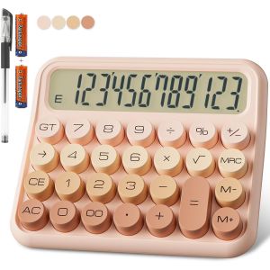 Calculatrice m&eacute;canique 12 Chiffres, &eacute;cran LCD Extra Large de 5 Pouces, Calculatrice de Bureau &agrave; Piles, Gros Boutons faciles &agrave; Presser, &eacute;cran inclinable &agrave; 15&deg; pour Les Enfants. - Neuf