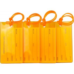 KALANKA-Lot de 4 Étiquettes de Bagages | Étiquettes pour Valises, Sacs à Dos, Sacs de Voyage, Sacs de Sport, Bagages Cabine et Plus | Flexibles & Couleurs Vives | Étiquettes de Voyage Orange - Neuf