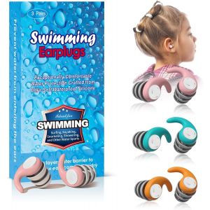 KALANKA-Bouchons d`Oreilles Natation Enfant u2013 3 Paire Réutilisable en Silicone avec Boîte u2013 Bouchons Étanches et Doux pour Piscine, Plongée, Douche u2013 Accessoire Anti-Eau pour Garçon et - Neuf