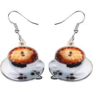 Kal-Boucles D'oreilles Pendantes En Acrylique Pour Femme Et Fille - Motif Tasse À Café - Tour Eiffel - Neuf