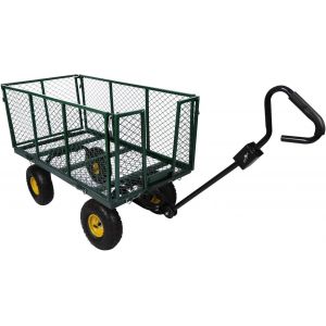 Chariot transport pliable ¿ 965 x 510 x 550 mm ¿ capacité 300 kg ¿ avec Bâche amovible, Pneus robustes et Grille de rangement ¿ Diable Jardin Jardinage Outils Outillage - Neuf