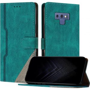 Kal-&Eacute;tui Pour Samsung Galaxy Note 9, Housse En Cuir Pu Avec [Protection Antichoc Tpu] [Fonction Support] [Porte-Cartes ] Antichoc Magn&eacute;tique Coque Pour Galaxy Note 9 - Vert - Neuf
