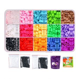 Kit de perles a repasser colorees noires et blanches, ensemble de bricolage pour enfants, jouet puzzle avec fer rose - Neuf