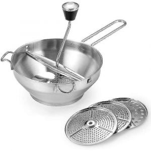 Mixeur Alimentaire En Acier Inoxydable Pour L&eacute;gumes Et Fruits, Aliments Pour B&eacute;b&eacute;s, Confitures, Hachoir &Agrave; Pommes De Terre Sous Pression, 1 Ensemble - Argent - Neuf