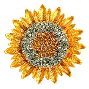 Broche En Argent, Epingle En Cristal, Broche Luxueuse En Forme De Fleur De Cristal, Epingle Tournesol En Strass Pour Robe, Manteau, Sac, Accessoire - Neuf