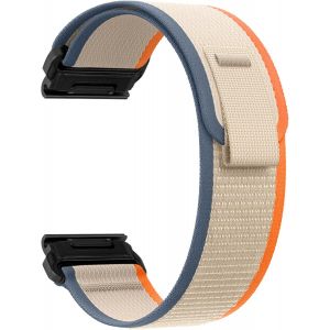 26Mm Quickfit Bracelet Pour Garmin Fenix 8 51Mm/Fenix 7X Pro/7X/6X/5X/5X Plus, Souple &Eacute;lastique Nylon Bracelet Pour Garmin Enduro 3/Enduro/Tactix 7 Amoled/Epix Pro 51Mm - Orange&Beige - Neuf