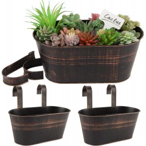 ERYI-2Pcs Pots De Fleurs À Suspendre Rétro Métal Avec Double Crochet Pot Plante Supendu Sans Trou De Drainage Vintage Pour Décoration Jardin Balcon Terrasse Intérieur Ou Extérieur,Noir - Neuf