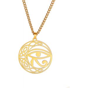 Kal-Collier Oeil D'horus Pour Femmes Hommes N?ud Celtique Lune Rond Pendentif Ancien Egyptien Ankh Croix Bijoux Africains Protection Amulette Cadeau Religieux - Neuf