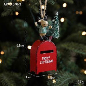 No&euml;l nouvel arbre de No&euml;l de No&euml;l de No&euml;l de la bo&icirc;te aux lettres en fer peint d&eacute;coratif pendentif d&eacute;corations de no&euml;l rouge r&eacute;tro - Neuf