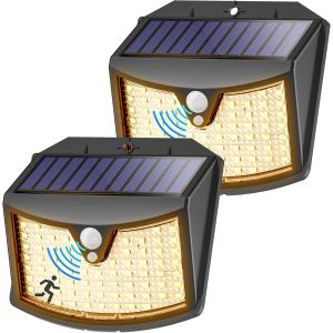 Lampe Solaire Exterieur, &iquest;Lot De 2&iquest;, 3 Modes Ip65 &Eacute;tanche - &Eacute;clairage Ext&eacute;rieur Solaire Pour Jardin, Garage, Patio, Lampe Exterieur Murale - Neuf