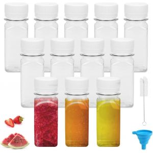Checarzhn--No1-Lot De 12 Bouteilles De Jus En Plastique Mini Bouteille Plastique 60ml Bouteille Vide Plastique Pour Jus Petite Bouteille En Plastique Bouteille Vide Plastique Pour Jus, Lait, Boissons(Blanc - Neuf