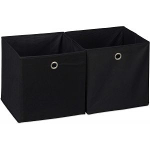 10025655_46 Lot de 2 boîtes de rangement,carrées en tissu,Cubique,30x30x30 cm,Noir,polyester,carton,30 x 30 x 30 cm - Neuf