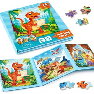 KAL-Puzzle Magn&eacute;tique Dinosaure Pour Enfants,36 Puzzles De Voyage Pour Les Enfants De 3 &Agrave; 8 Ans,Puzzle De Fille Pour Am&eacute;liorer L'Intelligence,Puzzle Pour Tout - Petits,Activit&eacute;s Avion Pour Enfants - Neuf