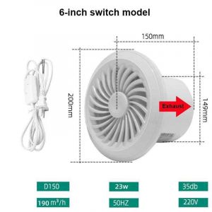 Ventilateur de conduit à vitesse réglable,flux d'air de fenêtre de cuisine,aérateur de livres d'air,extracteur de tuyau de grenier - Type 6 inch switch #C - Neuf
