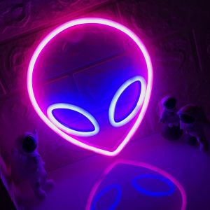 Eryi-Alien Néon Logo Poudre Bleu Alien Decor Néon Usb/Batterie Opération Cool Look Éclairage Doux Approprié Pour Les Enfants Chambre À Coucher Salle De Jeux Décoration Économie D'énergie - Neuf