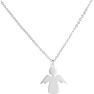 Kal-Joli Pendentif Ange Gardien Avec Chaîne En Acier Inoxydable Certifié Couleur Argent Dans Une Boîte À Bijoux | Protection De La Famille Bonheur - Neuf