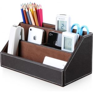 5 Compartiments Multifonctionnel Organisateur de Bureau (Marron) - Neuf