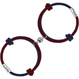 Kal-Lot De 2 Bracelets Magn&eacute;tiques D'attraction Mutuelle Avec Inscription &laquo; Love &raquo; Grav&eacute;e En Corde Tress&eacute;e - Cadeau Pour Couple - Pour Homme Et Femme, 5.5 Inch, Coton - Neuf