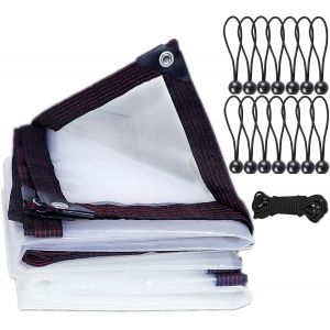 SPWA-Bâche imperméable transparente avec ?illets, bâche de chantier, protection contre la pluie, protection contre le vent, pour balcon dans la serre de plantes, jardin avec tendeur de bâche (3 mx3 m - Neuf