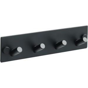 Pat&egrave;re Murale Avec 4 Crochets Pratique,En Acier Inoxydable,Per&ccedil;age/Auto-Adh&eacute;sif,&Eacute;ventail D'applications,Porte Manteau Mural Pour Suspendre Des Serviettes,Des V&ecirc;tements,Noir - Neuf